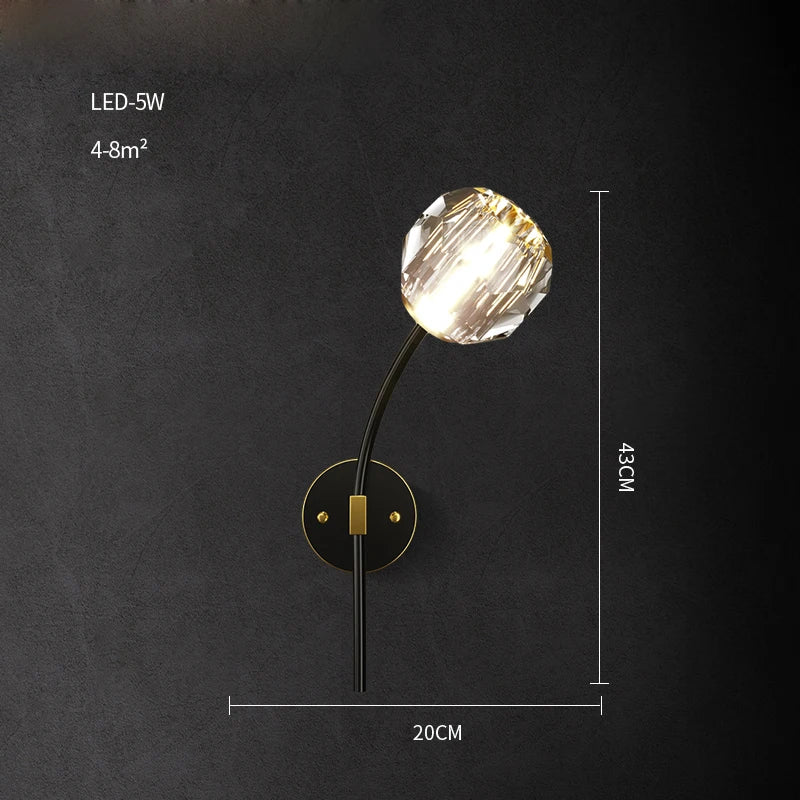 Postmoderne LED-Wandleuchte aus Messing und Kristall - vue 22 sur 22