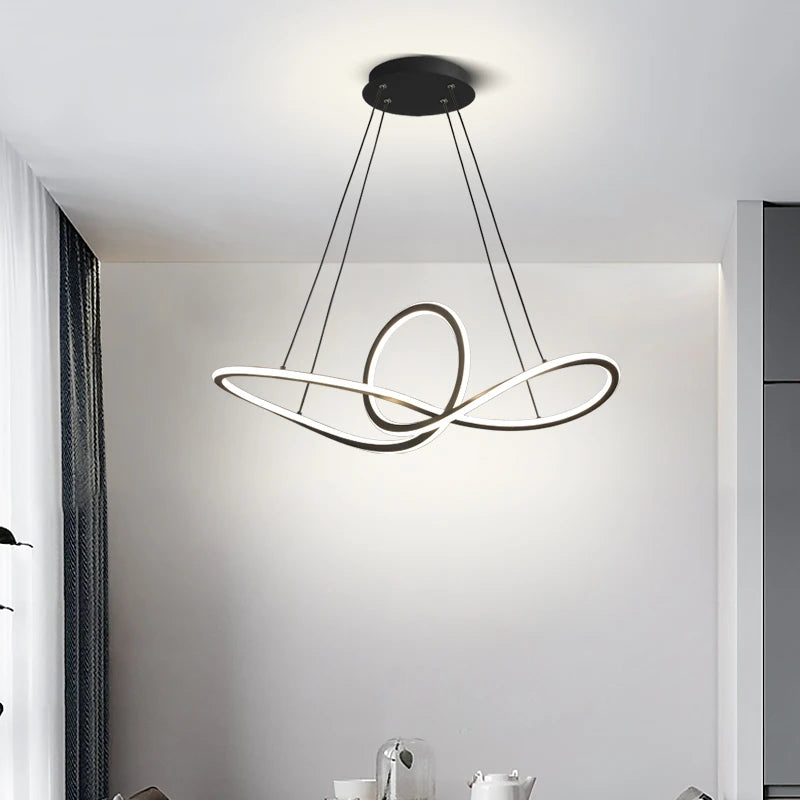 Kreativer LED-Kronleuchter aus Aluminium im nordischen postmodernen Stil - vue 4 sur 7