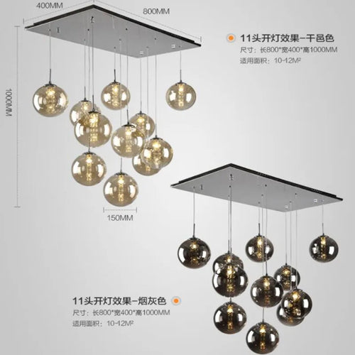 Design-Pendelleuchte aus Glas für moderne Treppen mit LED - vue 3 sur 17