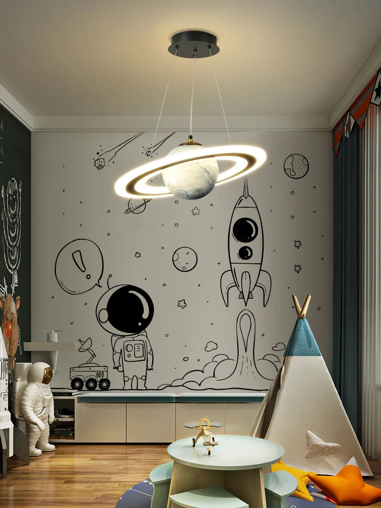 lustre nordique enfant led créatif dessin animé espace planète - vue 5 sur 10