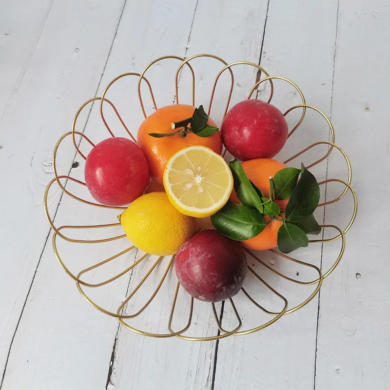 panier de rangement doré à deux niveaux décoratif pour fruits et gâteaux - vue 5 sur 8