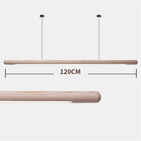Minimalistische Pendelleuchte aus Holz mit LED-Band