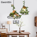 Moderne Pendelleuchte aus Holz mit LED-Beleuchtung für Pflanzen