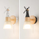 Décor nordique moulin à vent applique murale appliques pour la maison salon enfants chambre chevet miroir lumières bois luminaire