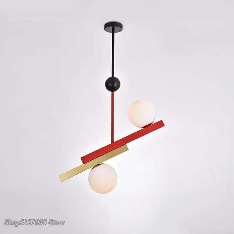 suspension led en verre design moderne nordique - vue 5 sur 16
