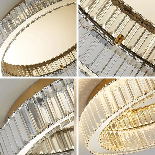 Plafonnier rond led cristal moderne simple - vue 4 sur 12