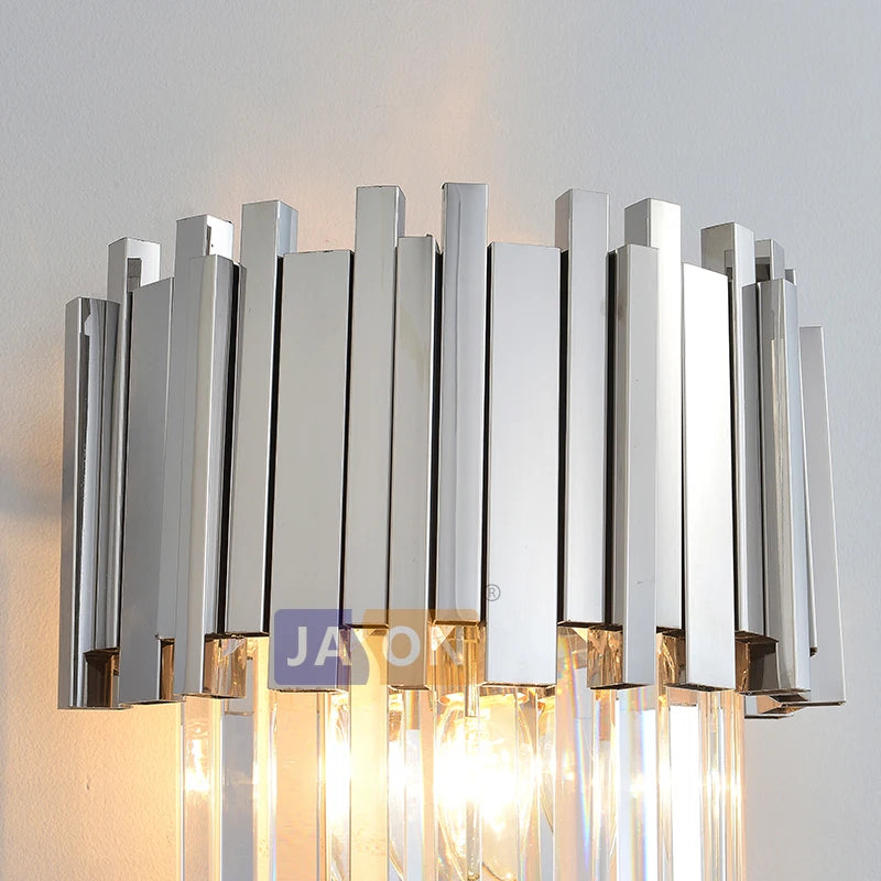 applique murale en cristal transparent chromé doré design élégant - vue 11 sur 12