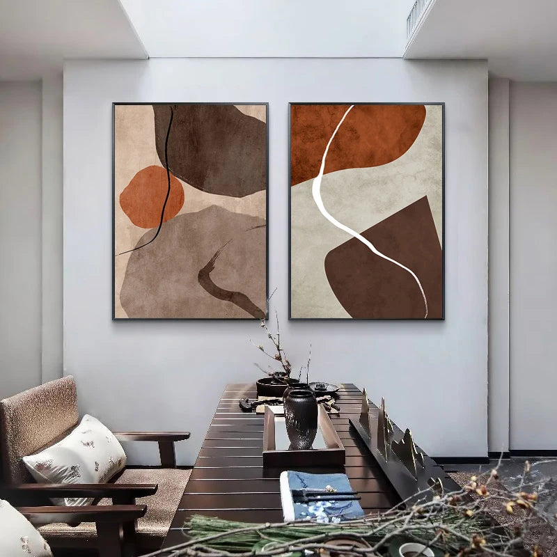 Tableau  peinture murale abstraite moderne en blocs géométriques minimalistes - vue 4 sur 9