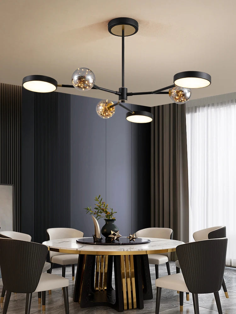 lustre style nordique en verre led pour décoration intérieure - vue 6 sur 8
