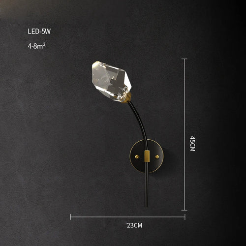 Postmoderne LED-Wandleuchte aus Messing und Kristall - vue 14 sur 22