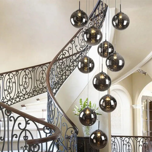 Design-Pendelleuchte aus Glas für moderne Treppen mit LED - vue 6 sur 17