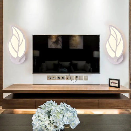 applique murale led créative en acrylique avec feuilles - vue 4 sur 8