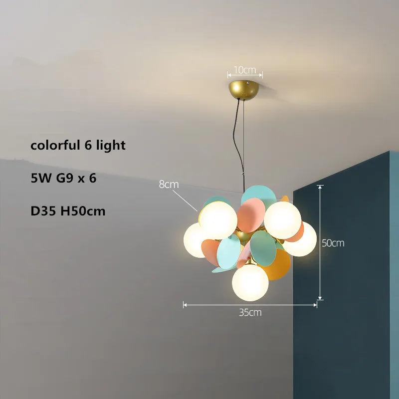 Kronleuchter LED-Glasglobus aus farbigem Acryl für Kinder - vue 13 sur 24