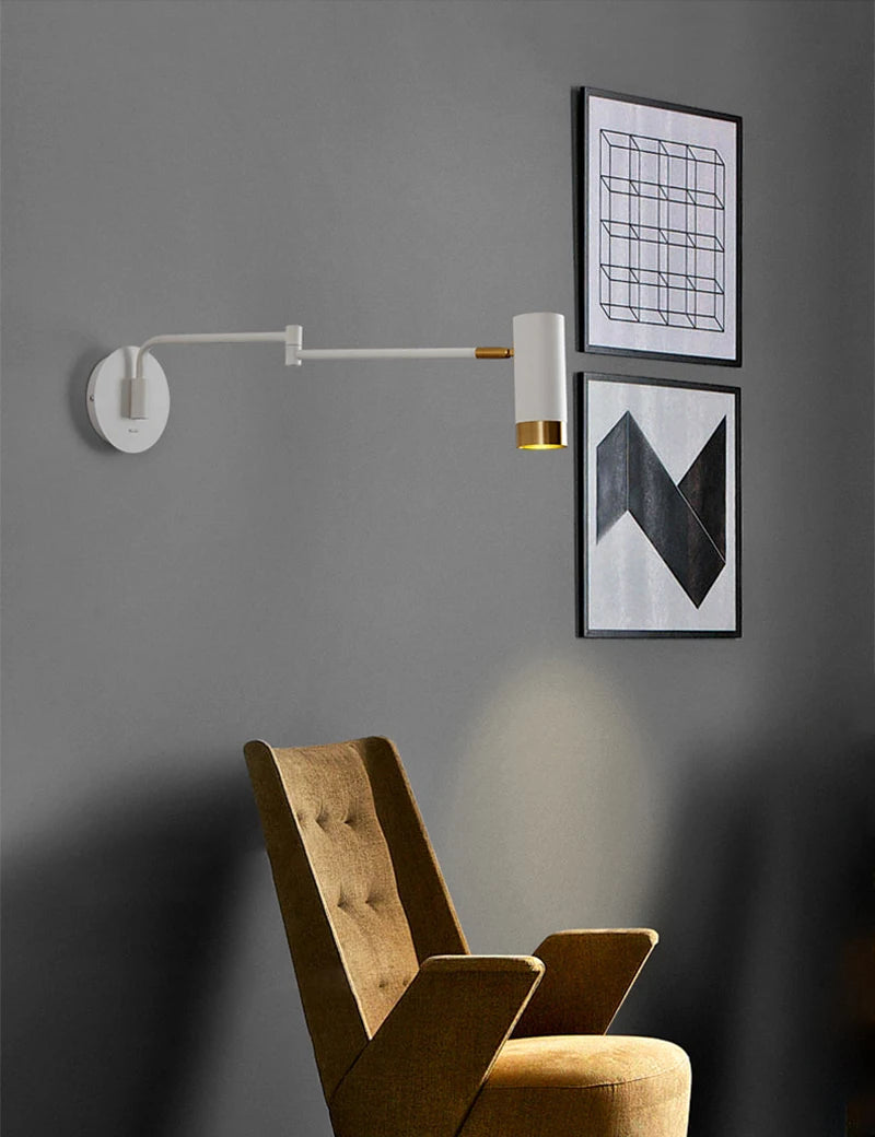 Nordische Nachttisch-Wandleuchte mit schwenkbarem Arm minimalistisch - vue 4 sur 8