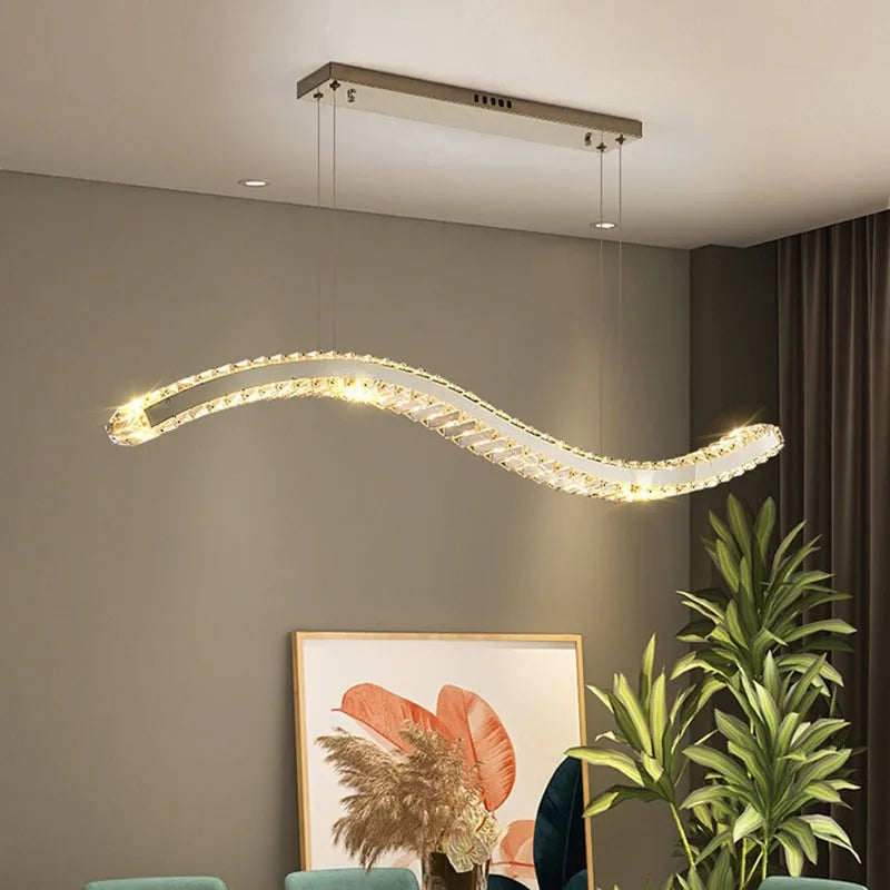 lampe de luxe nordique à bande longue pour restaurant bar