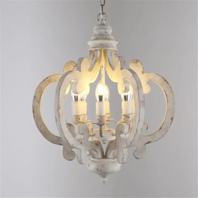 lustre vintage rétro en bois pour café bar et loft - vue 4 sur 6