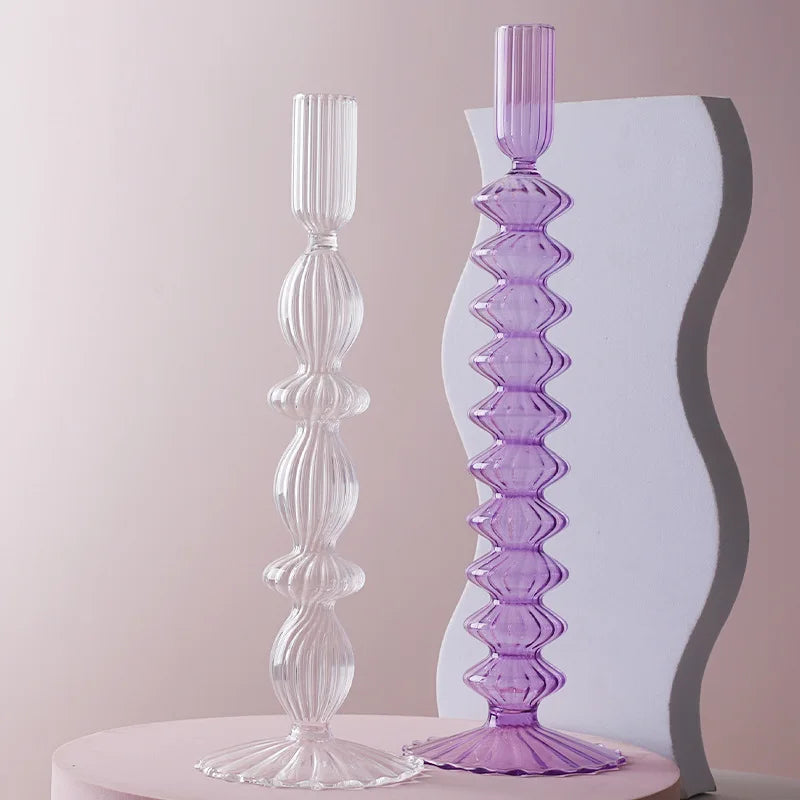 bougeoirs chandeliers décoration de mariage en cristal et verre - vue 5 sur 12