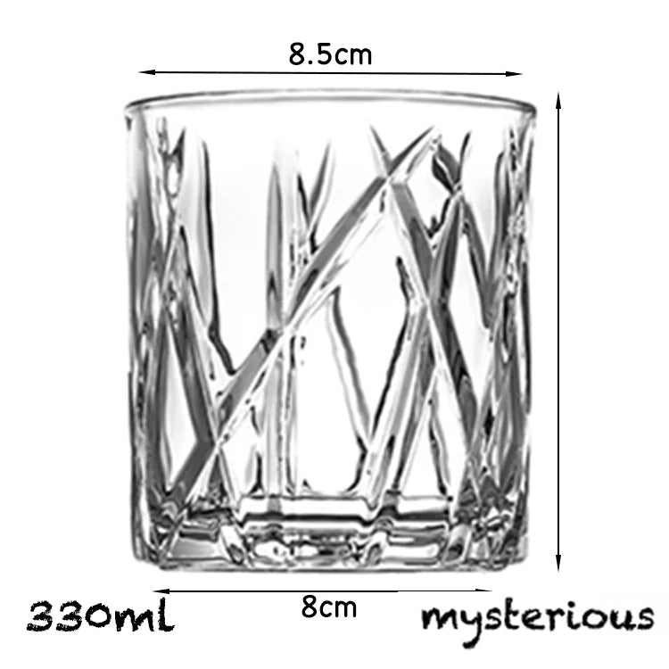 Verres whisky old fashioned motif relief style élégant