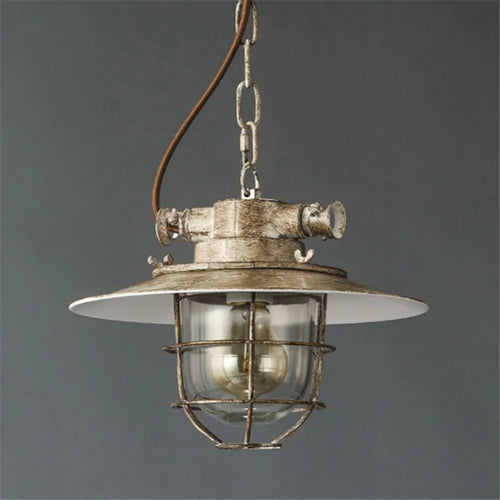 Industrielle LED-Pendelleuchte im Retro-Stil aus Eisen und explosionsgeschütztem Glas Vintage - vue 2 sur 8