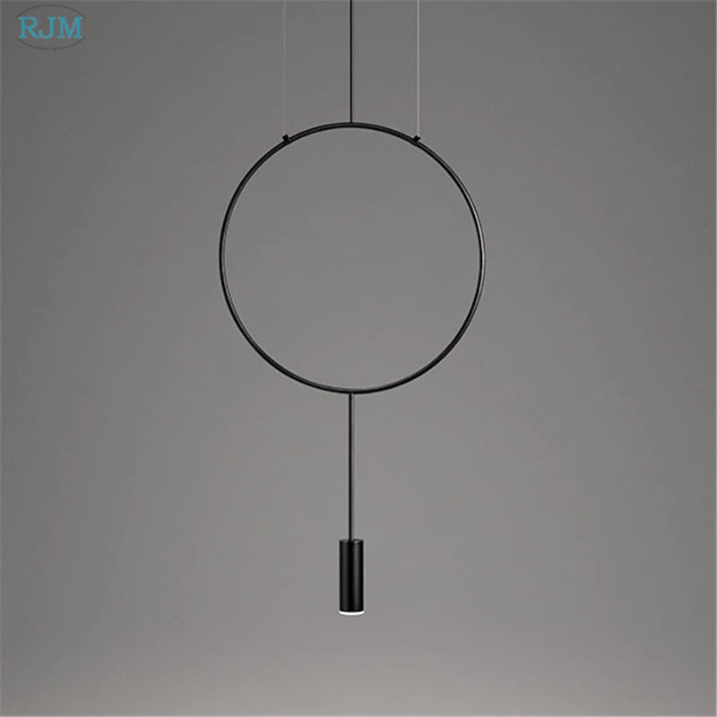 Kreative runde Pendelleuchte im nordischen Design aus Metall postmodern - vue 5 sur 12