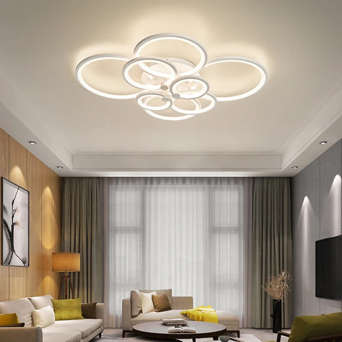 lustre moderne à anneaux circulaires avec éclairage led - vue 4 sur 14