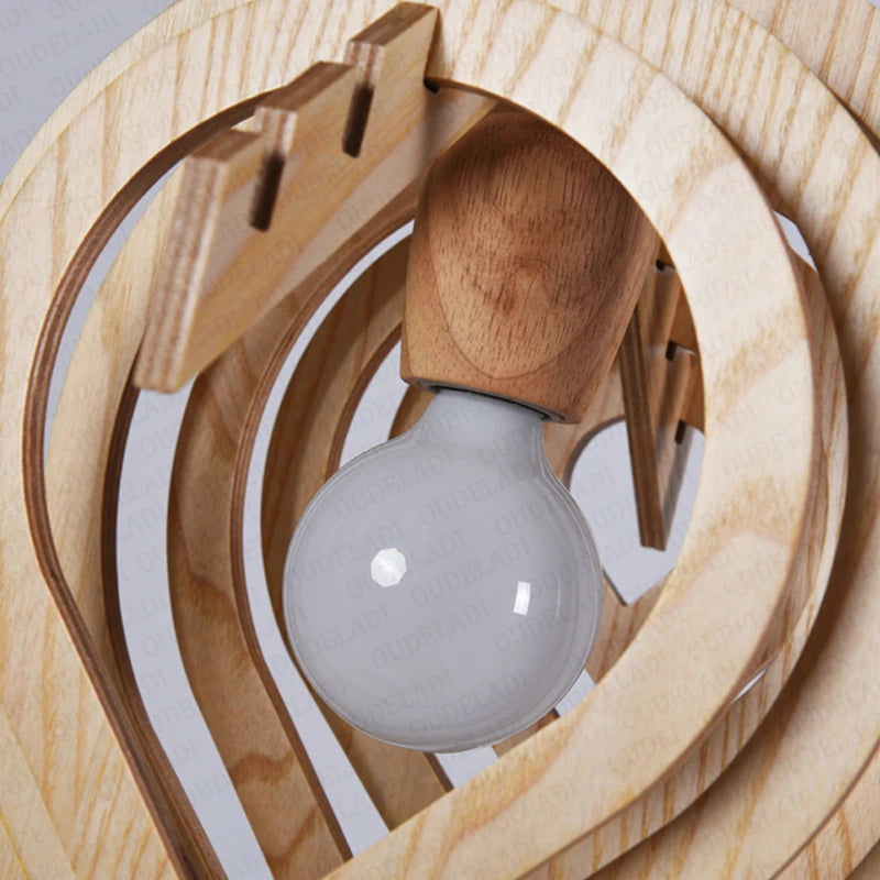 suspension en bois moderne style nordique goutte d'eau décorative idéale loft - vue 5 sur 11