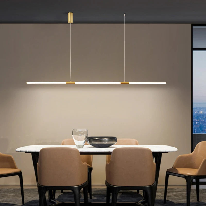 Lustre design style cuivre placage moderne LED - vue 4 sur 8