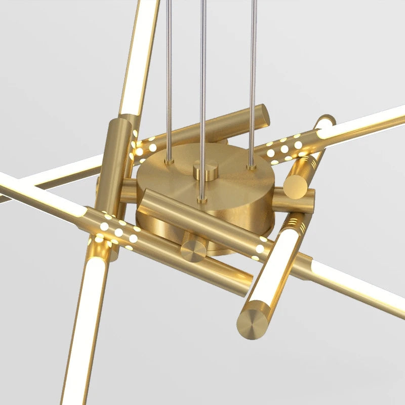 lustre moderne simple en cuivre de luxe suspendu - vue 4 sur 12
