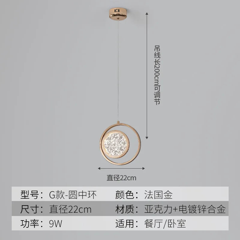 LED-Pendelleuchte aus goldenem Kristall im modernen nordischen Design - vue 14 sur 21
