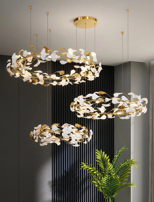 Moderner Kronleuchter aus Keramik mit LED-Blütenblättern - vue 4 sur 11