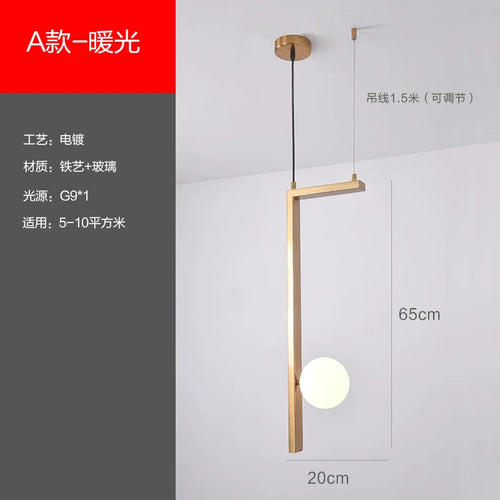 suspension moderne en fer et verre pour décoration intérieure