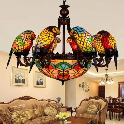Design-Wandleuchte aus farbigem Glas mit Papageienmotiv - vue 8 sur 20