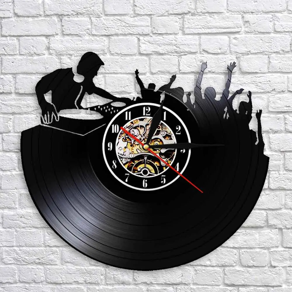 horloge murale 3d vinyle pour ambiance disco et soirée musicale - vue 5 sur 7