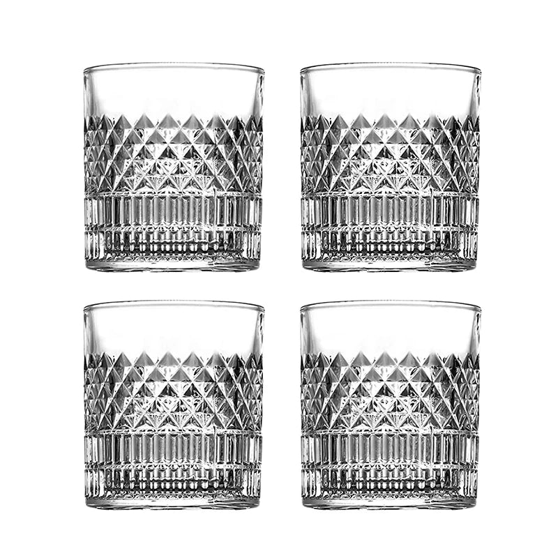 Lot 4 verres whisky style cristal motifs facettes - vue 2 sur 7