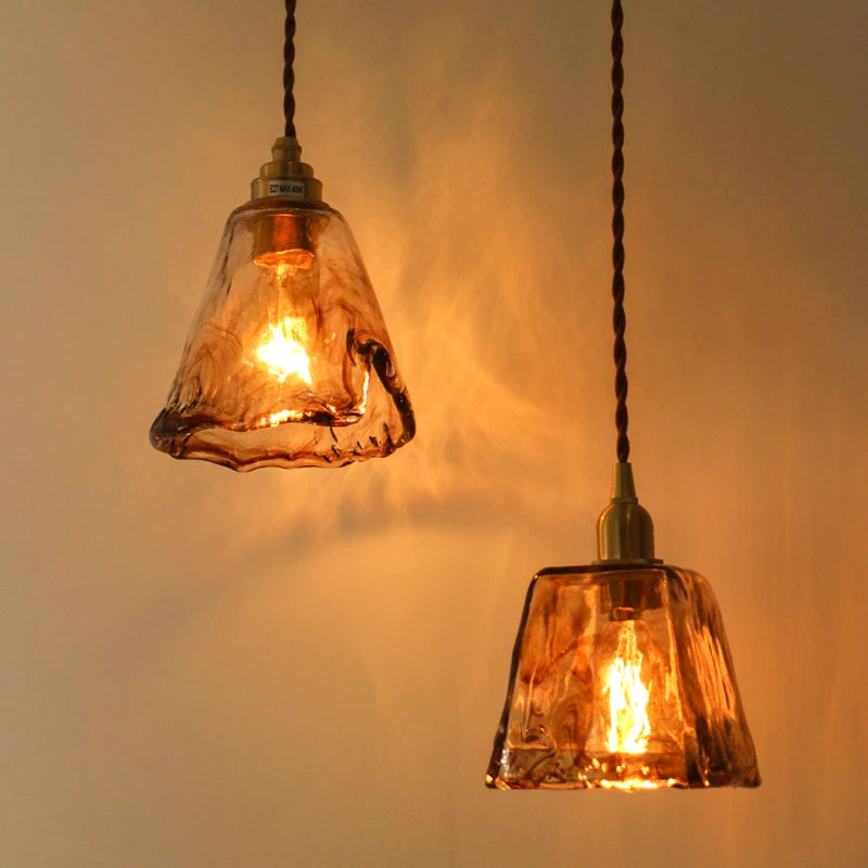 suspension led style japonais en bois cuivre réglable vintage - vue 5 sur 21