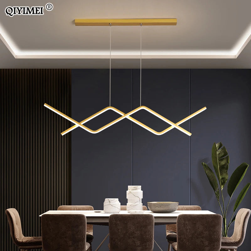 lustre suspendu moderne avec télécommande et lumières led intégrées - vue 3 sur 12