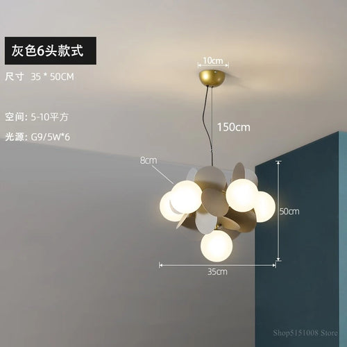 LED-Pendelleuchte im nordischen Design mit dekorativen Blumen aus Acryl - vue 24 sur 24
