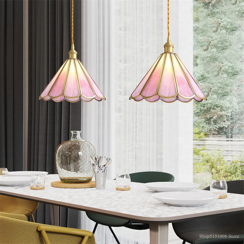 lampe de chevet moderne en verre avec décor floral suspendu - vue 5 sur 8