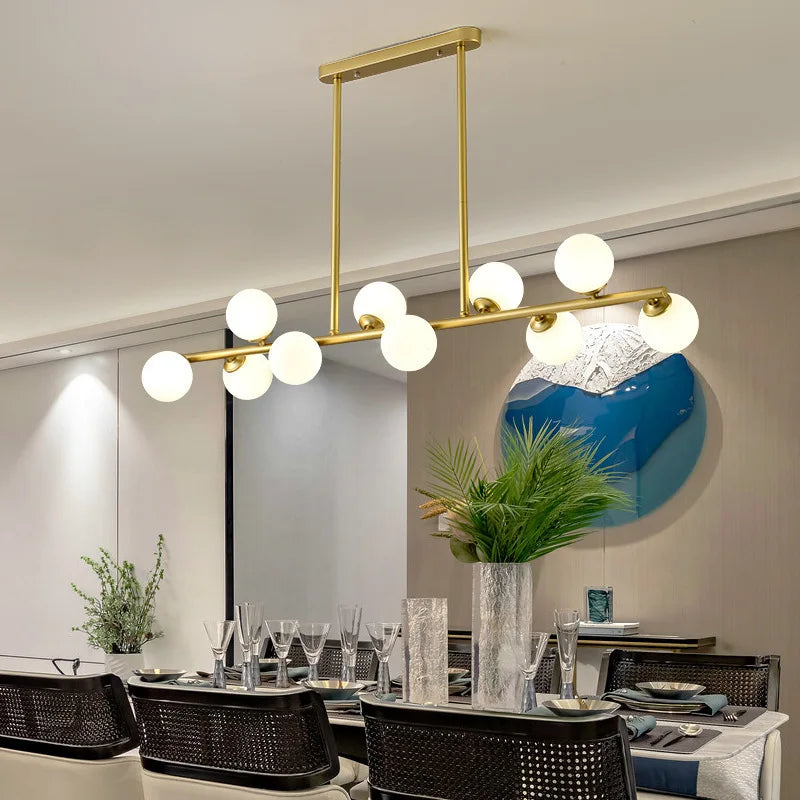 2024Modern LED Chandelier Black and Gold Long Glass Ball Chandeliers for Living Room Dinning Room Lustre,Samsarah Lighting - vue 5 sur 18