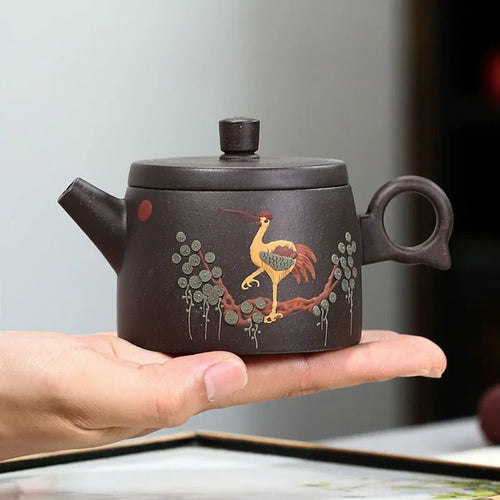 Théière artisanale yixing motif grue 170 ml