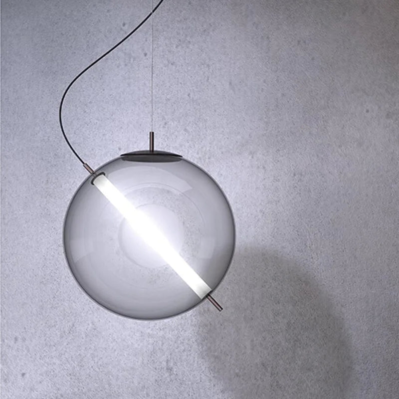 suspension design nordique boule de bulles de verre décorative - vue 4 sur 3