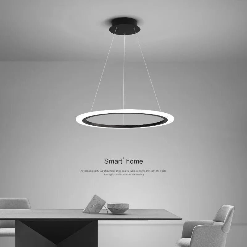 lustre circulaire minimaliste moderne avec éclairage led d'apprentissage - vue 7 sur 9
