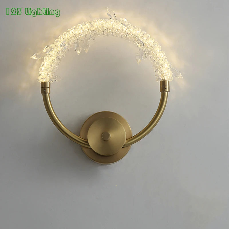 applique murale led cristal et cuivre décorative pour intérieur - vue 2 sur 6