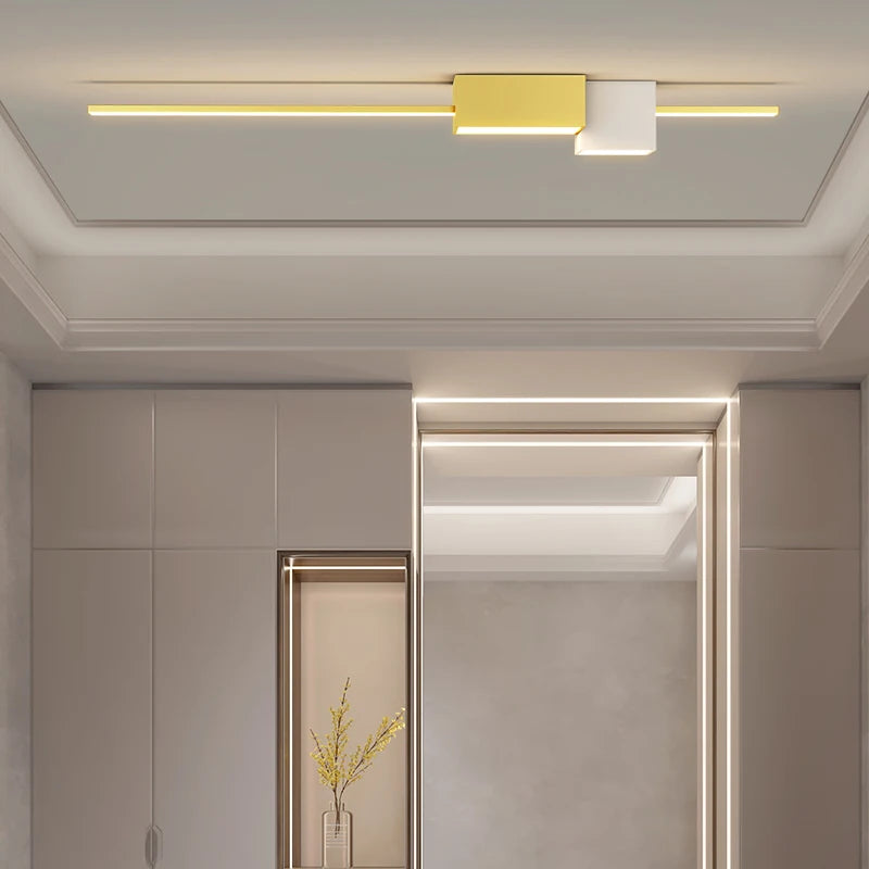 Minimalistische LED-Deckenleuchte im nordischen Stil für langen Flur - vue 3 sur 14