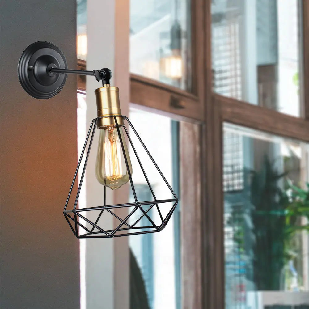 suspension lampe vintage industriel cage fer art diamant - vue 6 sur 9
