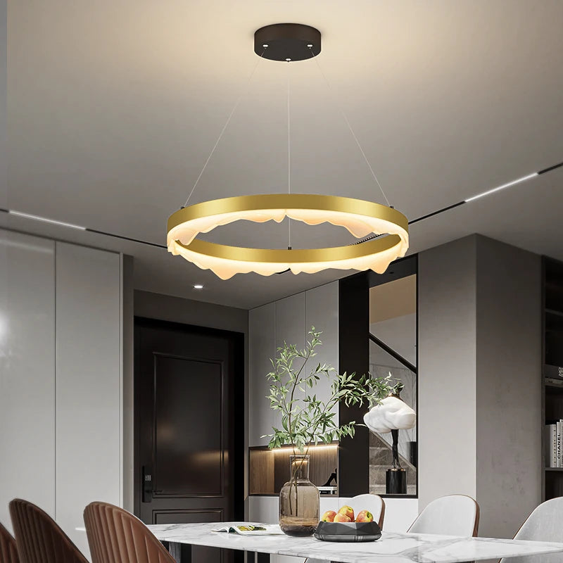 lustre rond créatif de luxe moderne pour décoration maison - vue 5 sur 14
