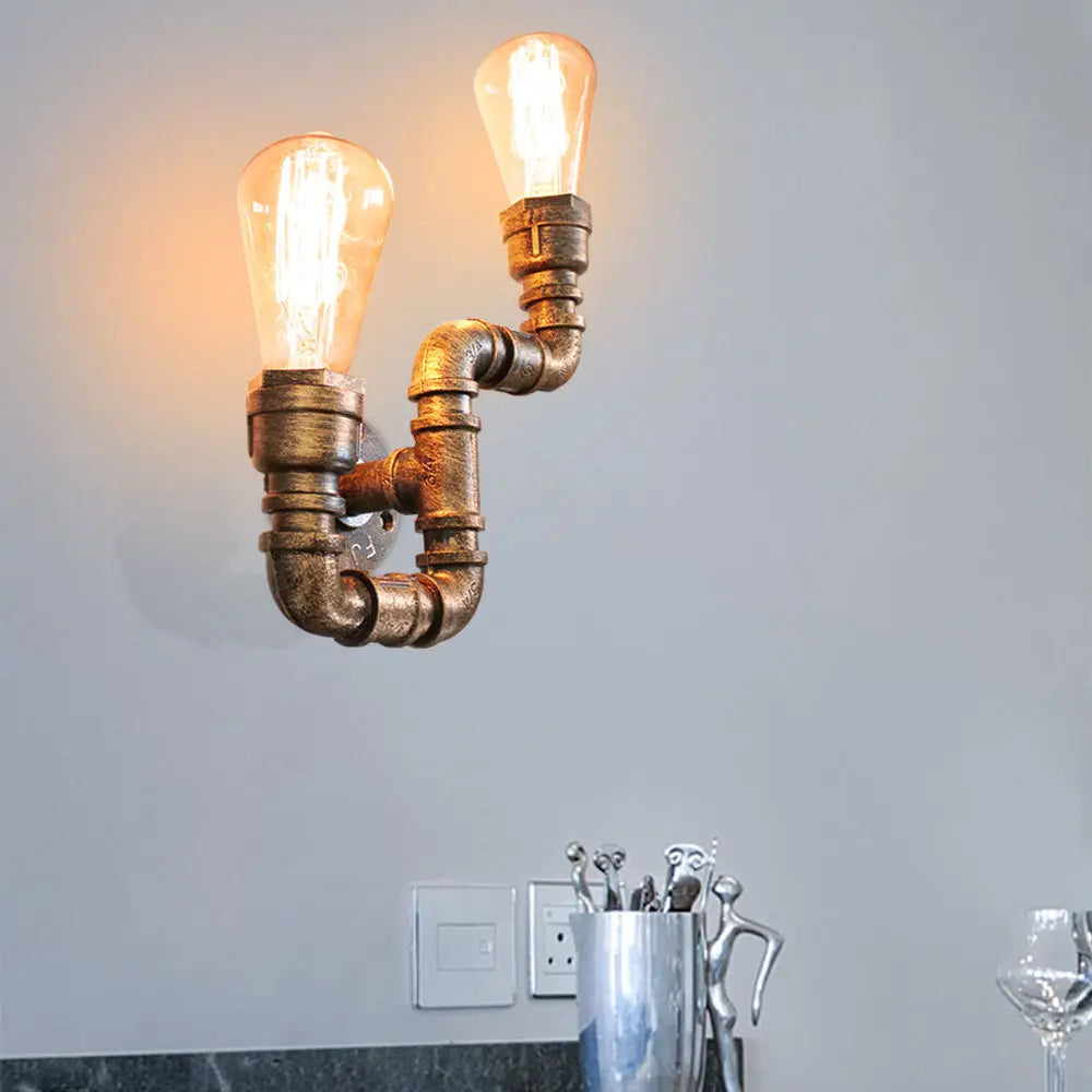 applique murale industrielle vintage loft 2 lumières pour bar - vue 4 sur 7