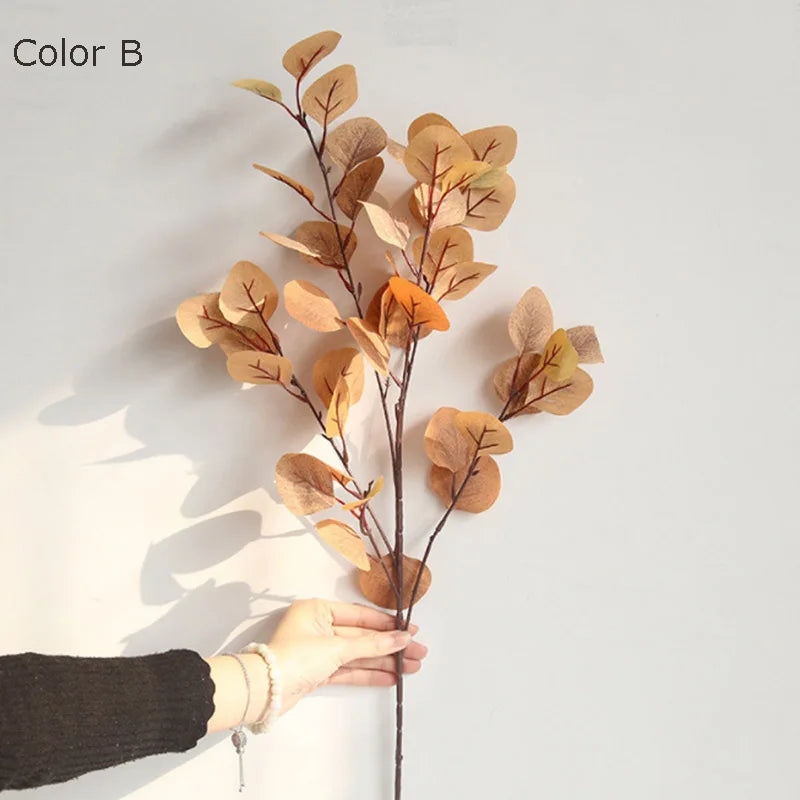 branche d'arbre d'eucalyptus feuilles rondes décoration rétro en faux feuillage - vue 4 sur 10