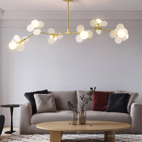 LED-Pendelleuchte im nordischen Design mit dekorativen Blumen aus Acryl - vue 2 sur 24
