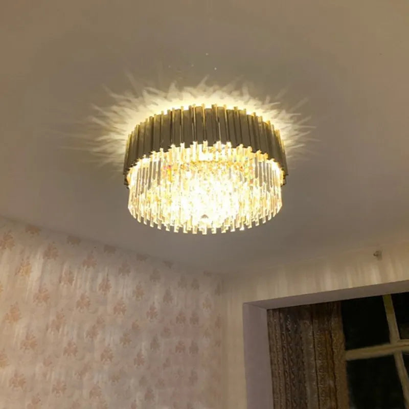 lustre en cristal doré moderne design pour intérieur élégant - vue 6 sur 6